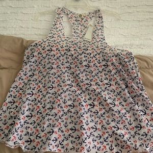 Red white and blue anchor racer back top